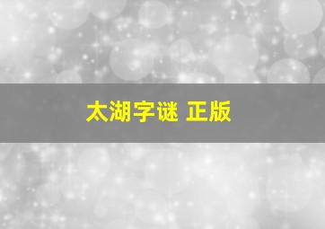 太湖字谜 正版